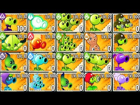 Plants vs Zombies 2 Mod - ALL PEA MAX LEVEL POWER-UP vs GARGANTUAR FIGHT!