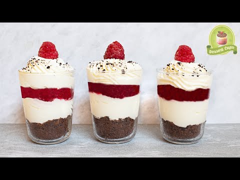 Raspberry Dessert Cups 🍨 Raspberry Mousse Cups with chocolate | Winter dessert ❄️ Holiday dessert