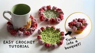Crochet a Rose Bouquet Coaster with TWO Flower Variations! · Fast & Easy Crochet Tutorial
