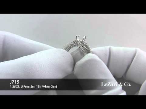 LeZari & Co.'s 1.25 Carat Diamond U-Pave Set Two Piece Bridal Ring Set with Matching Band
