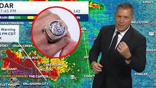 KOCO 5 Meteorologist Damon Lane compares hail size to Thunder's championship ring