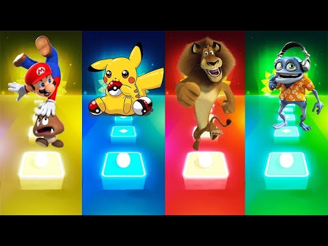 Super Mario vs Pikachu vs Madagascar vs Crazy Frog | Tiles Hop EDM Rush Remix Song