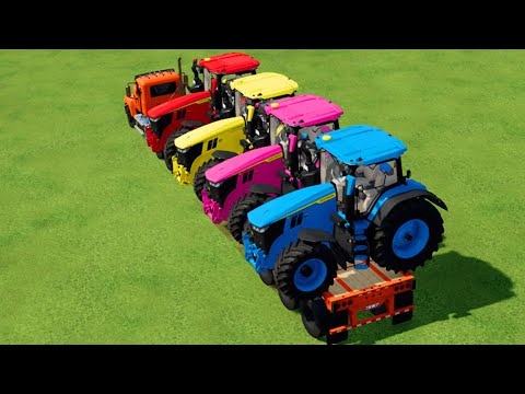 TRANSPORTING RIGITRAC TRACTORS WITH COLORED TRUCKS - TRACTOR Farming Simulator 22