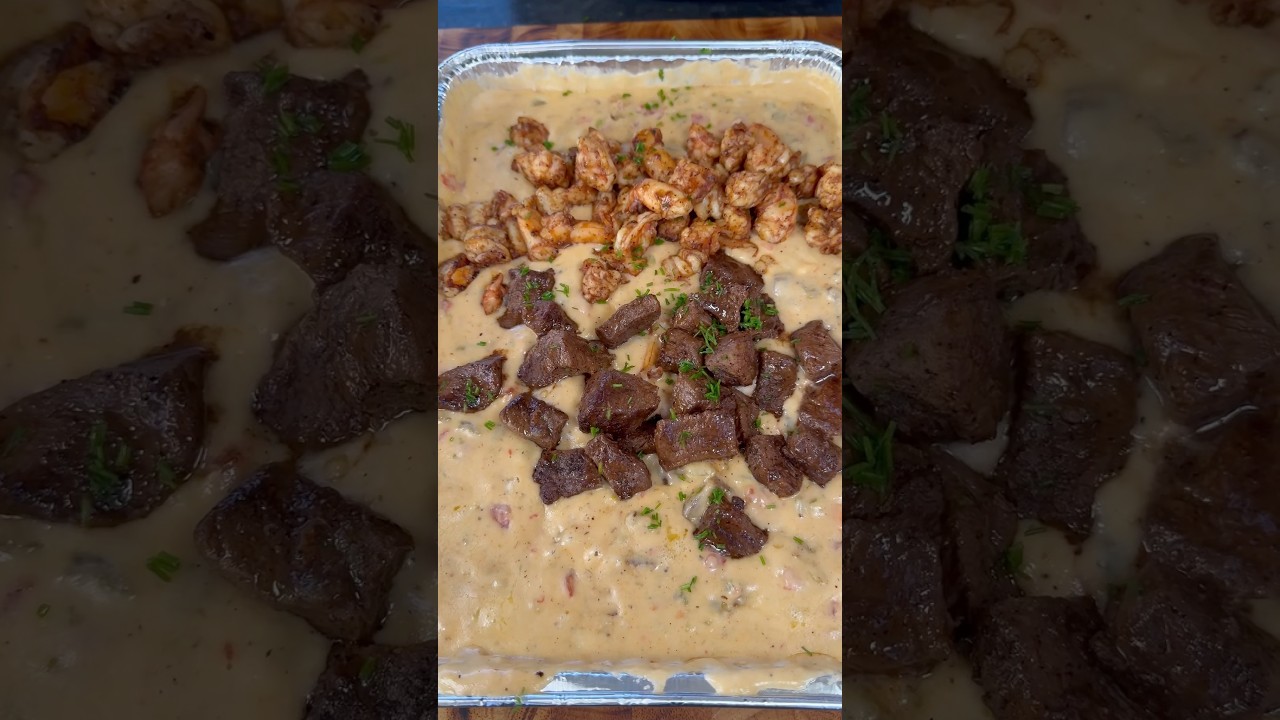 Steak and shrimp queso dip with @BlueRhinoPropane