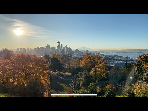 🇺🇸Seattle Views from Kerry Park with Autumn Foliage 4K 60fps - short walk -