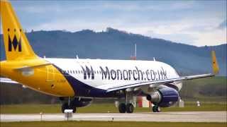 preview picture of video 'Monarch A320 Sharklets takes off from Grenoble Isère Airport [GNB-LFLS]'