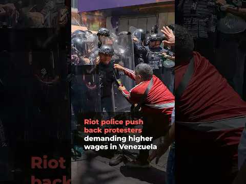 Riot police push back protesters demanding higher wages in Venezuela | AJ #shorts