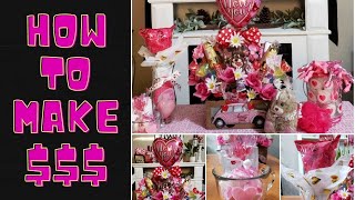 How to make extra  $$$ selling gift baskets; Valentine gift ideas; #dollar tree DIY