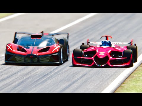 Bugatti Bolide vs Ferrari F1 2025 Concept at Monza GP