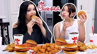 CHICK-FIL-A MUKBANG WITH MY LITTLE SISTER! *answering juicy questions*