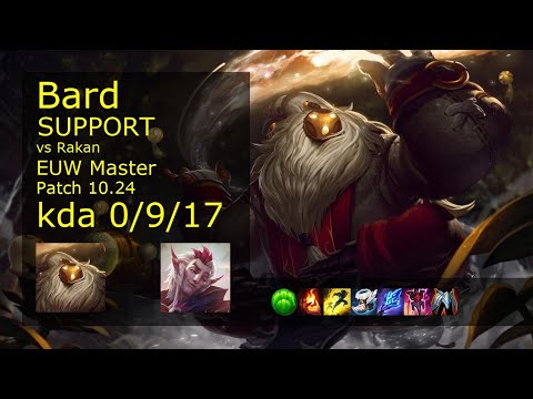 Bard Support & Kai'Sa vs Rakan & Senna - EUW Master 0/9/17 Patch 10.24 Gameplay