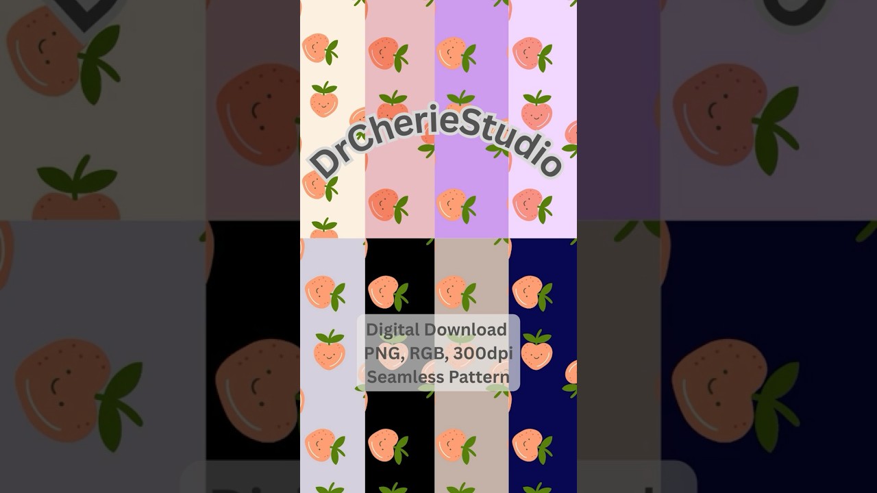 Strawberry seamless pattern on Etsy.com #shorts #digitalpainting #relax