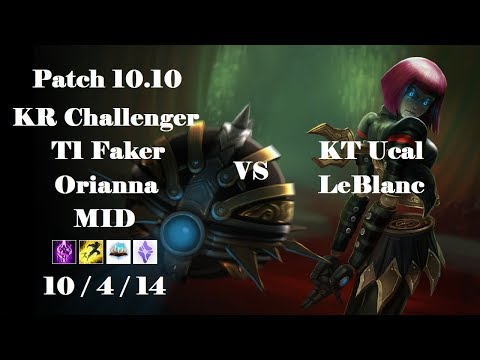T1 Faker - Orianna vs LeBlanc - KT Ucal - KR Challenger 898 LP - Patch 10.10