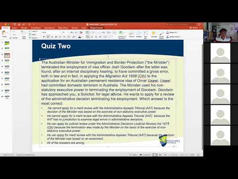 LAWS12061 (Administrative Law) Tutorial Week 3: Merits Review and Administrative Tribunals