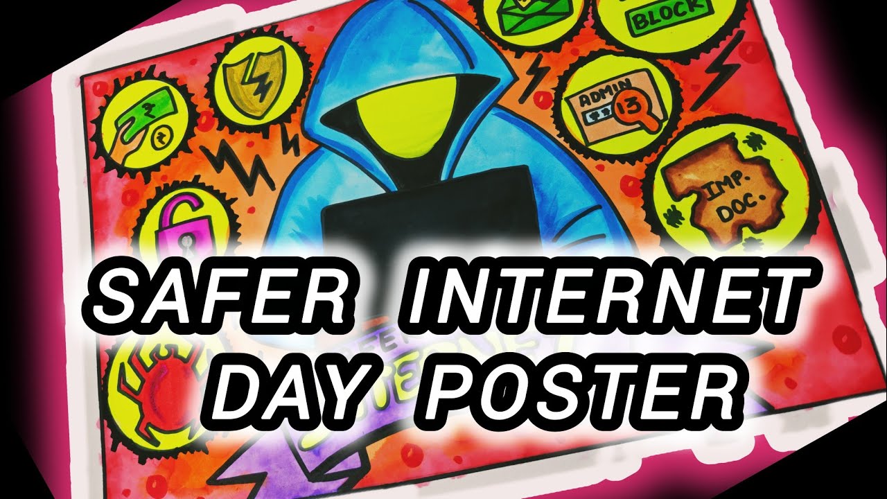Safer Internet Day Poster/Safer Internet Day Drawing Easy steps /Cyber Safety Poster Drawing