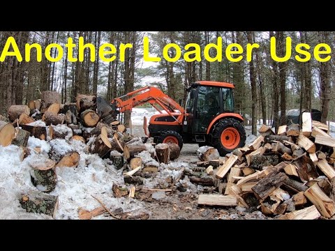splitting and moving wood with kioti dk 40 loader