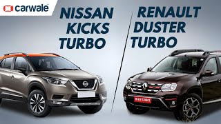 Nissan Kicks Turbo vs Renault Duster Turbo - Power, Space, Features and Price Compared | CarWale Nissan Kicks Turbo vs Renault Duster Turbo - Power, Space, Features and Price Compared | CarWale