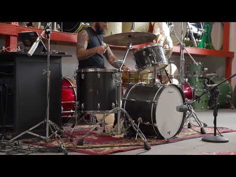 1960s Slingerland Metallic Black Drum Set 14x20 8x12 and 16x16 image 21