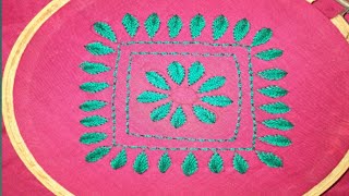 All Over Fishbone Leaf Flower Design For Dress  ||  Fishbone Leaf Stitch  ||  Easy Stitch For Dress