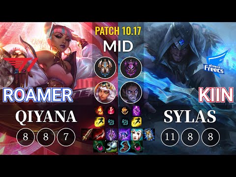 T1 Roamer Qiyana vs AF Kiin Sylas Mid - KR Patch 10.17