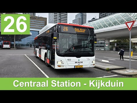 HTM lijn 26: Centraal Station - Den Haag Kijkduin | omleiding | HTM 1109 | 2025