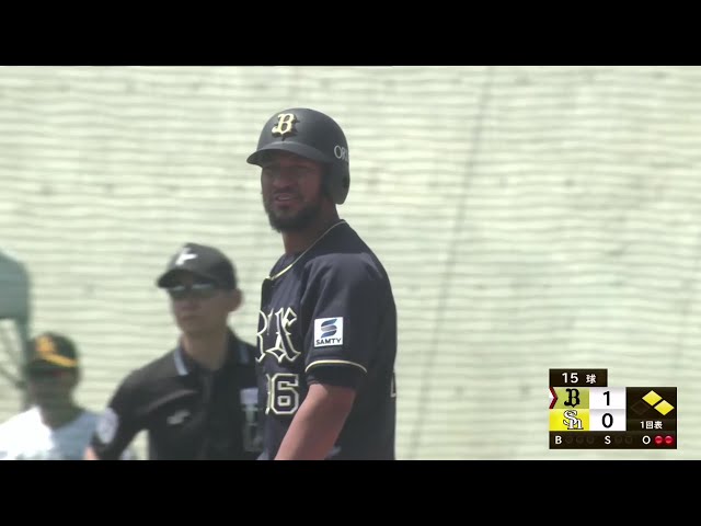 【ファーム】先制の一打!! バファローズ・オリバレス 一二塁間を抜けるタイムリーヒット!! 2025年4月18日 福岡ソフトバンクホークス 対 オリックス・バファローズ