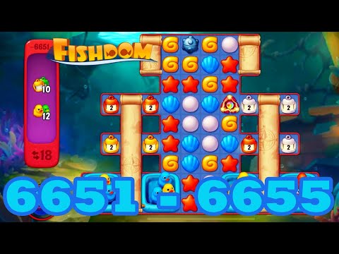 Fishdom Level 6651 - 6655 HD Walkthrough | 3 match puzzle | gameplay | android | 6652 | 6653 | 6654