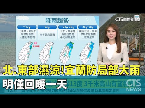 北.東部濕涼！宜蘭防局部大雨　明僅回暖一天