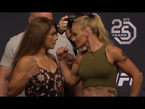 Nicco Montaño vs. Valentina Shevchenko - UFC 25th Anniversary Press Conference Face-Off - /r/WMMA