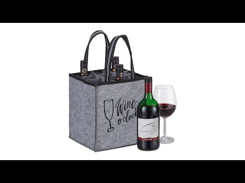 Filz Flaschentasche für 9 Weinflaschen Schwarz - Grau - Filz - 24 x 45 x 24 cm