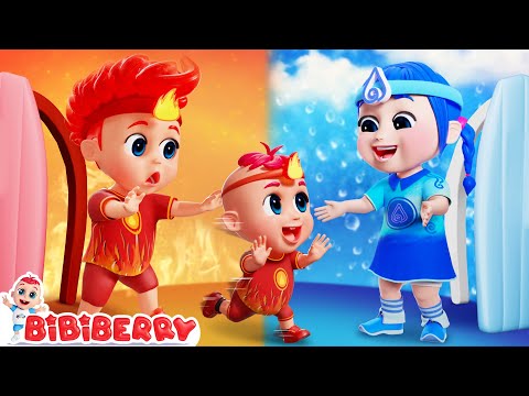 Baby Fire Switched Family - Water and Fire Family Song | Bibiberry Nursery Rhymes & Kids Songs