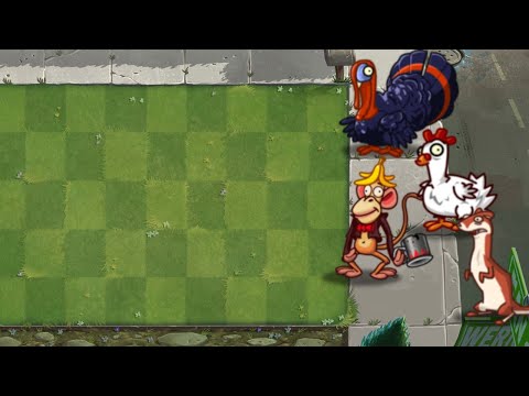 PVZ 2 Survival - Team Pea Vs Monkey Chicken Turkey Weasel BOSS - Plants Vs Zombies 2