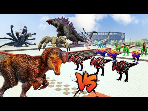 Ark Dinosaur Deathrun Vs Indoraptor Vs Spider T-rex - Ark Creature Survival Evolved