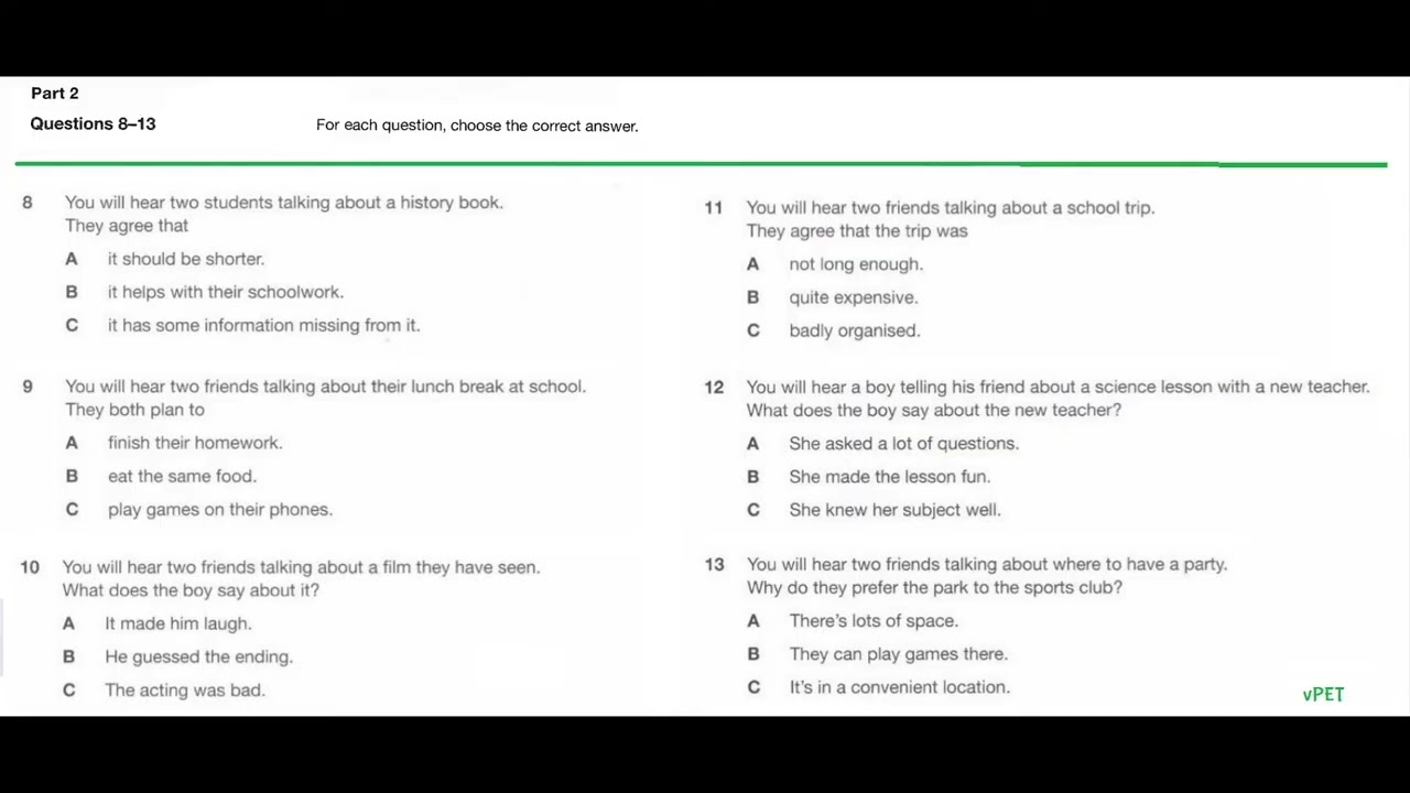 PET for schools 2 - Easter Holidays