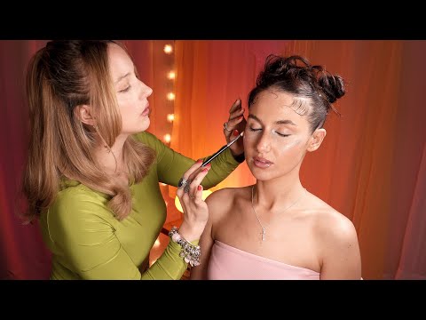 ASMR 90s Slick Hair Styling + Shimmery Real Person Make-up Touches ✨ with baby hair fixing