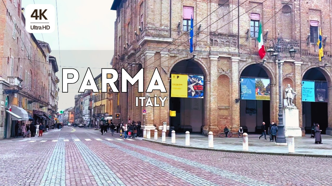 Immersive street-level walking tour through Parma Piazza Duomo, Italy, showcasing authentic urban landscapes, local architecture, and the vibrant atmosphere of the city's neighborhoods