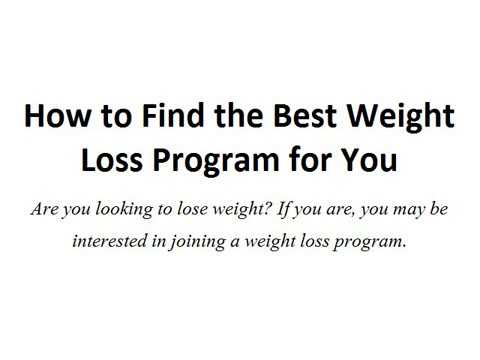 How to Find the Best Weight Loss Program for You