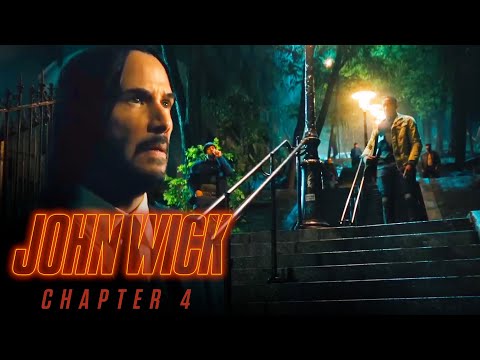 'John Fights Up The Stairway' Scene | John Wick: Chapter 4