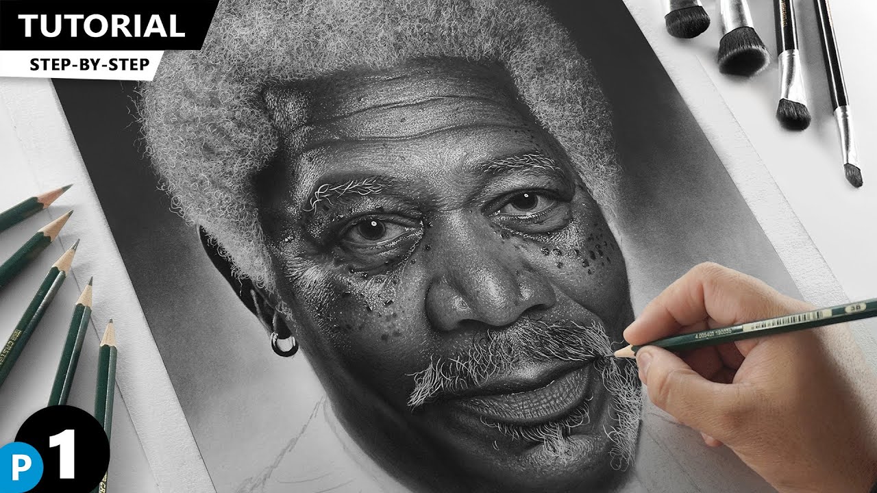 Drawing Morgan freeman | Portrait Tutorial for BEGINNERS