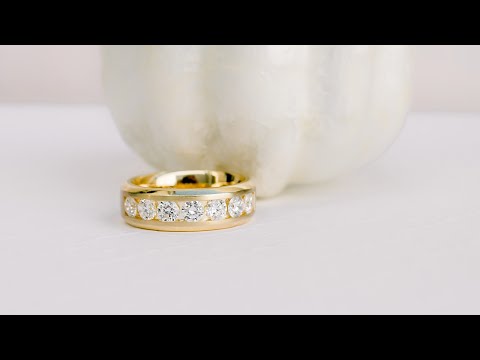 Custom Men's Lab Diamond Channel Set Wedding Band in Yellow Gold | Ada Diamonds