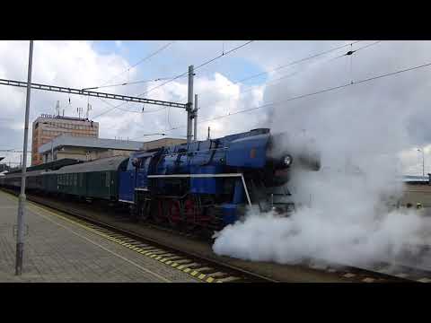 Steam locomotive leaving Presov railway station, Slovakia