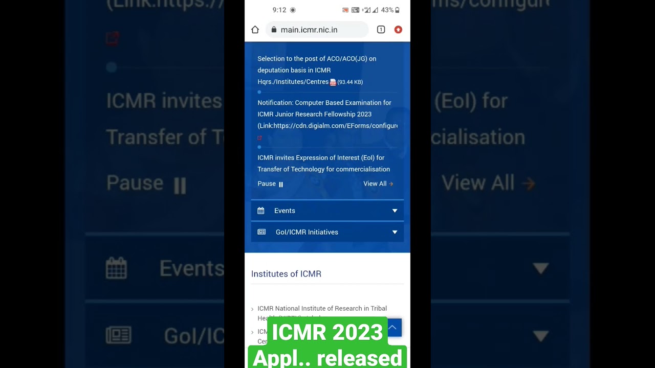 ICMR 2023 application form released..#icmr