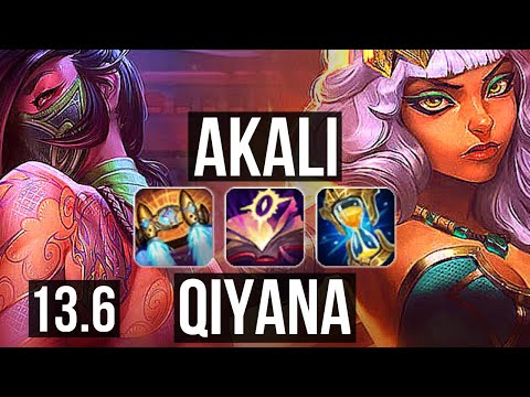 AKALI vs QIYANA (MID) | 17/1/6, 8 solo kills, Legendary, 1400+ games | KR Master | 13.6