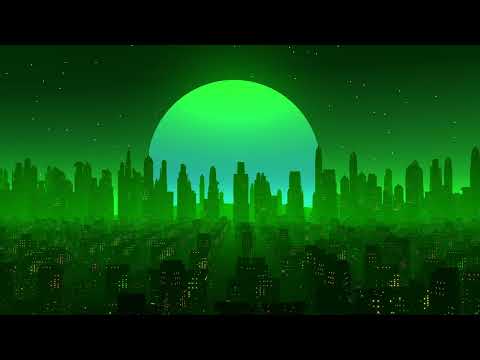 Space Sinth City Green Animated Background - FREE HD Screensaver