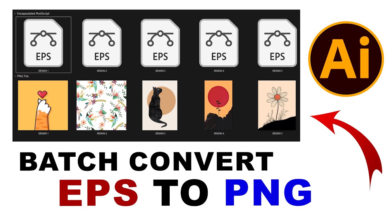 Batch Convert EPS to PNG or JPG in Adobe Illustrator   Fast & Easy Tutorial