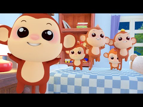 Five Little Monkeys  Jumping on the Bed - Nursery Rhyme Children's Song with Lyrics