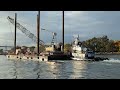 Tug pushing a spud barge on the Kill Van Kull