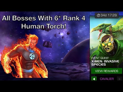 6* Rank 4 Human Torch Solos EVERY Cav EQ Boss in Under 6 Minutes!-Mcoc