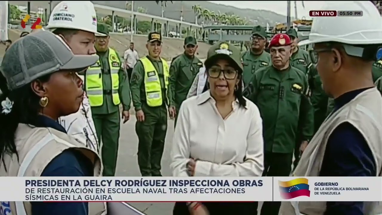 Delcy Rodríguez inspecciona obras en la Escuela Naval, 6 de agosto de 2026