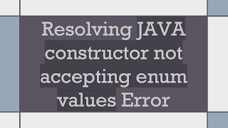 Download the video "Resolving JAVA constructor not accepting enum values Error"
